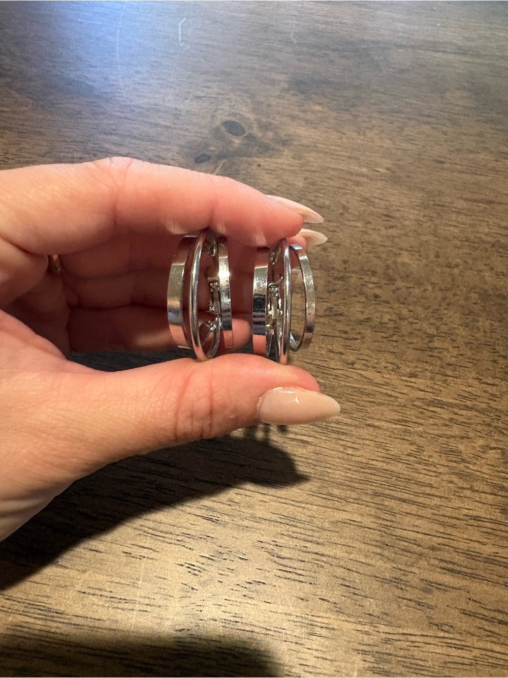 Silver Double-Hoop Stud Earrings